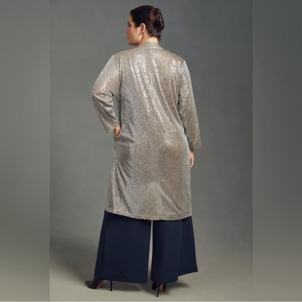Anthropologie Mare Mare Sequin Duster Jacket Open Front - Picture 3 of 4